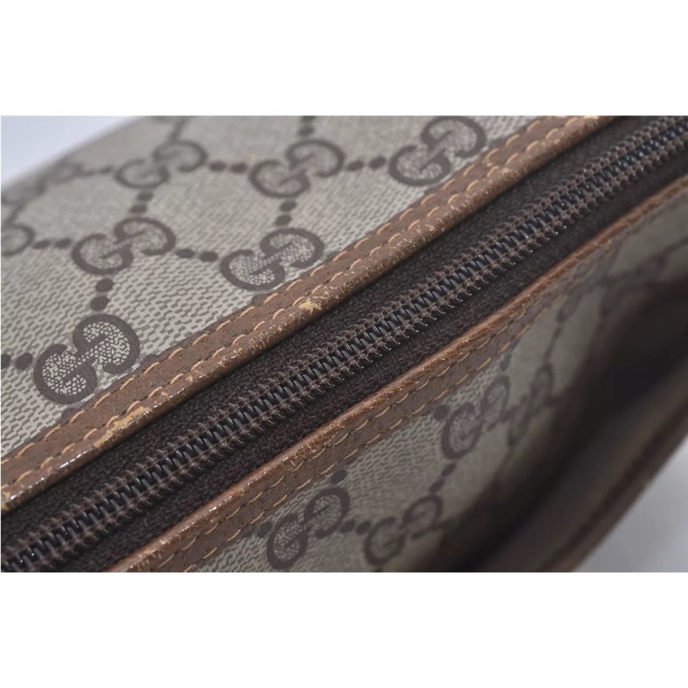 Authentic GUCCI Web Sherry Line Shoulder Cross Bag GG PVC Leather Brown 7169I - Picture 10 of 16